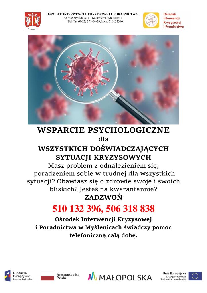 ulotka z informacją o wsparciu psychologicznym