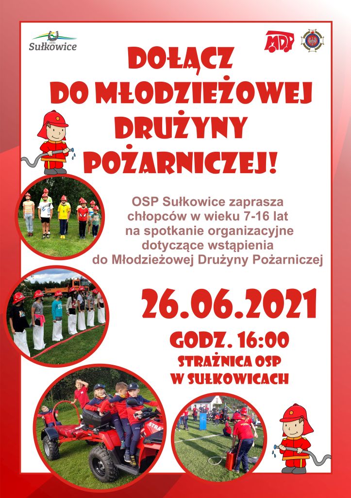dołącz do Młodzieżowej Drużyny Pożarniczej plakat