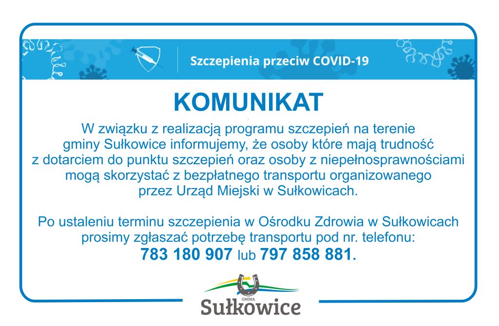 dowóz na szczepienia komunikat
