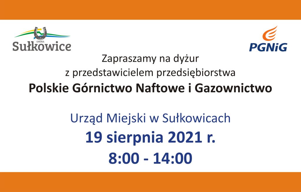 dyżur przedstawiciela PGNiG w Urzędzie Miejskim w Sułkowicach
