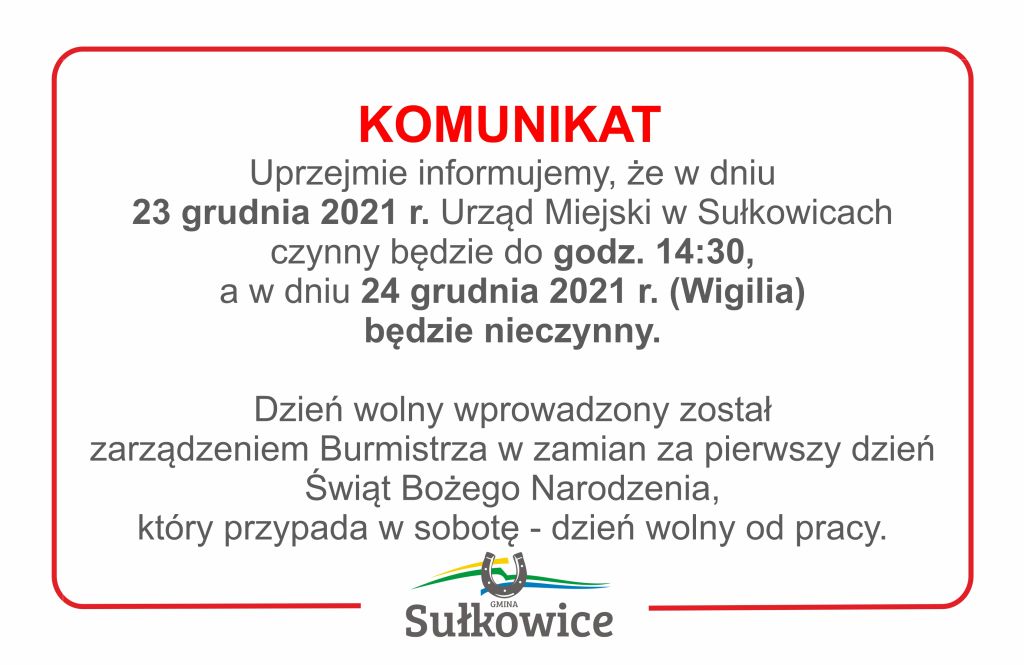 komunikat wigilia