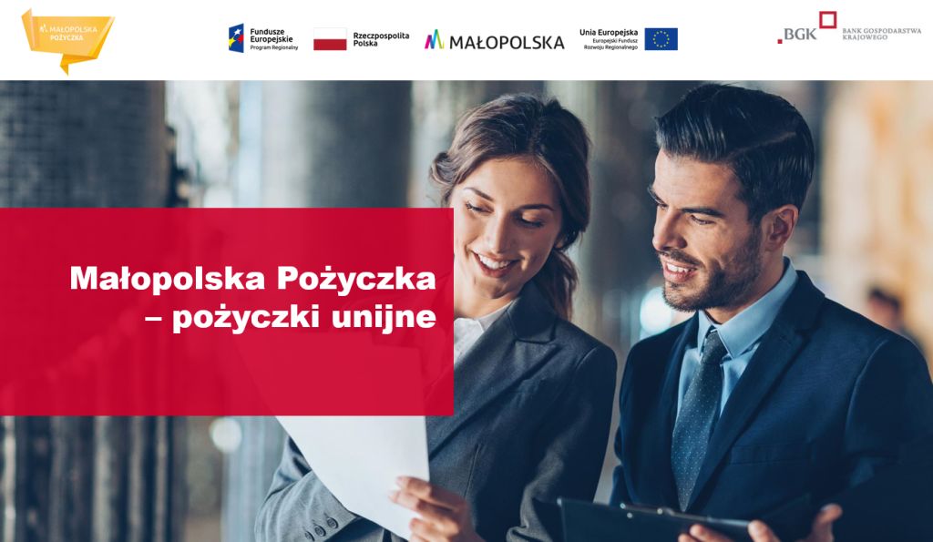 małopolskie pożyczki grafika mężczyzna i kobieta patrzą na dokument