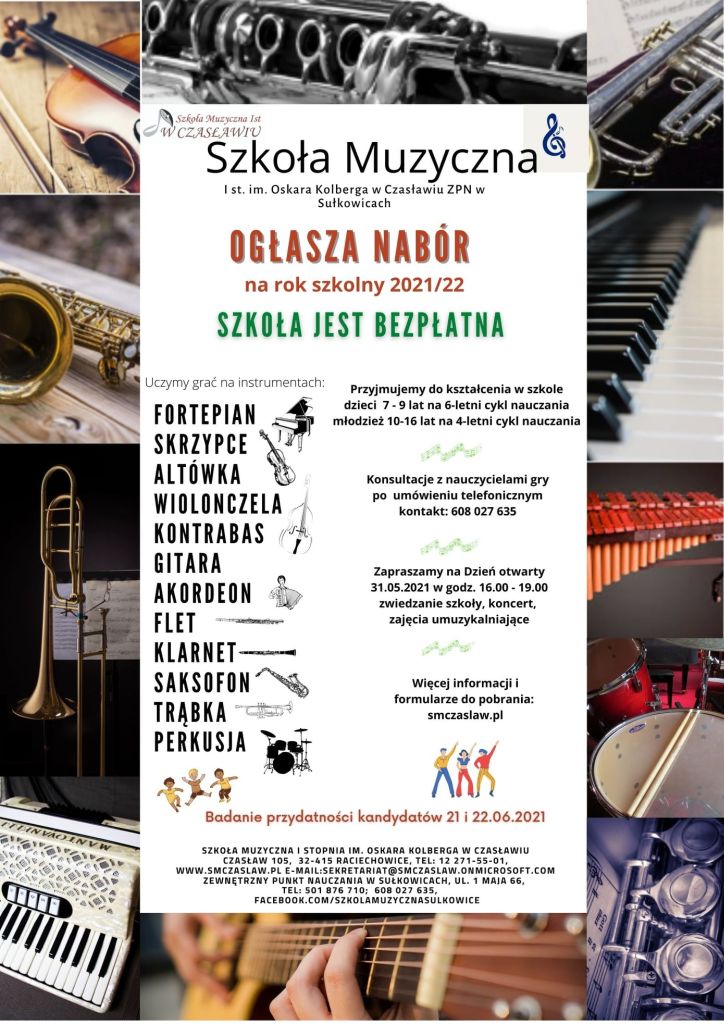 nabór do szkoły muzycznej w Sułkowicach plakat