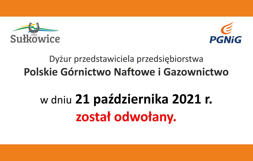 odwołanie dyżuru pracownika pgnig informacja