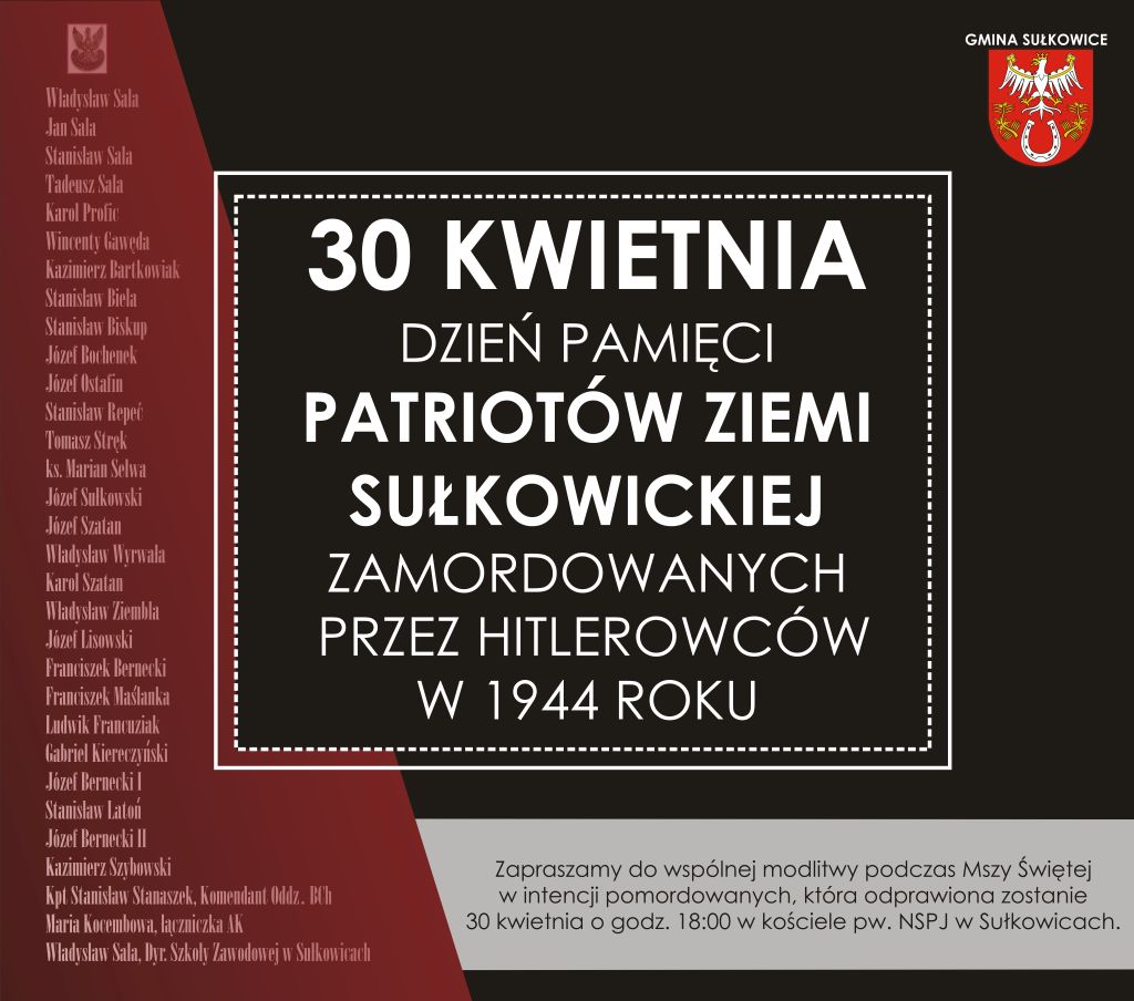dzień Pamięci Patriotów Ziemi Sułkowickiej grafika