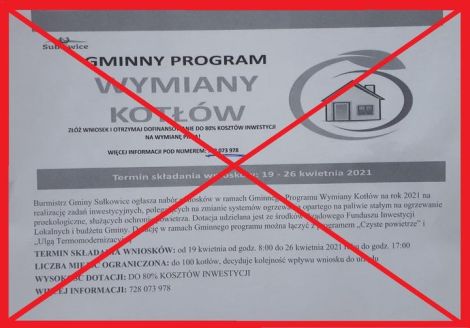 fałszywa ulotka piecowa