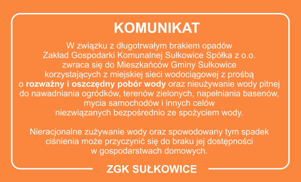 apel o rozważny i oszczędny pobór wody