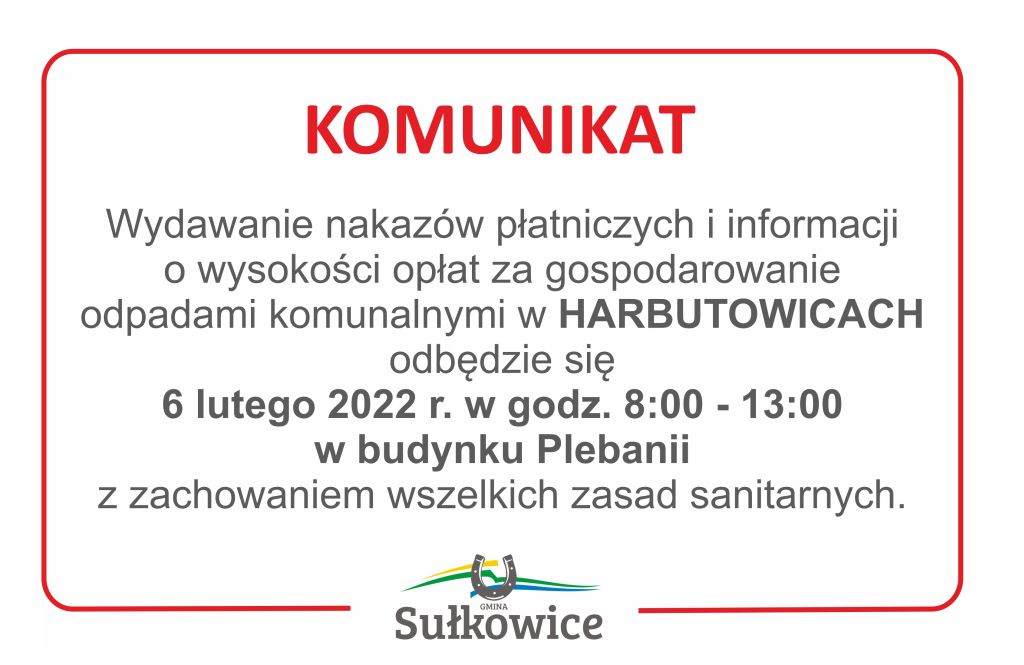 wydawanie nakazów płatniczych w Harbutowicach informacja