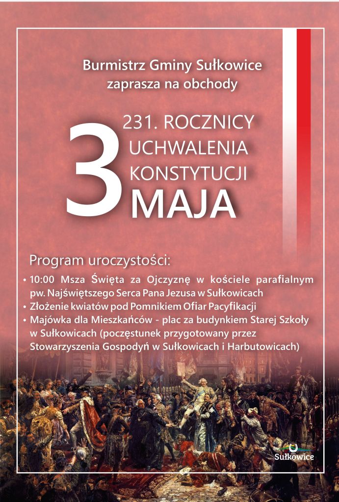 zaproszenie na obchody święta 3 maja plakat