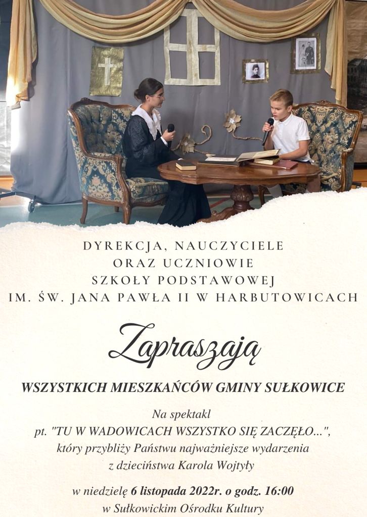 spektakl szkoły podstawowej w Harbutowicach plakat