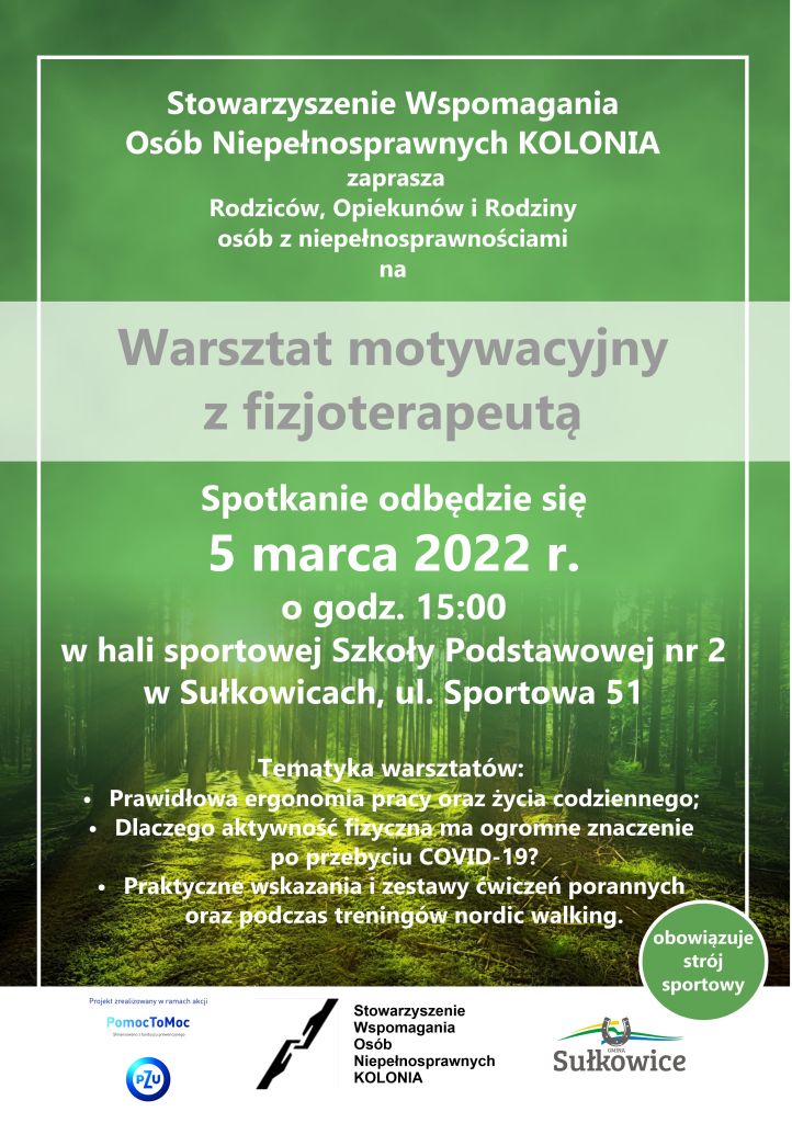 warsztaty z fizjoterapeutą plakat