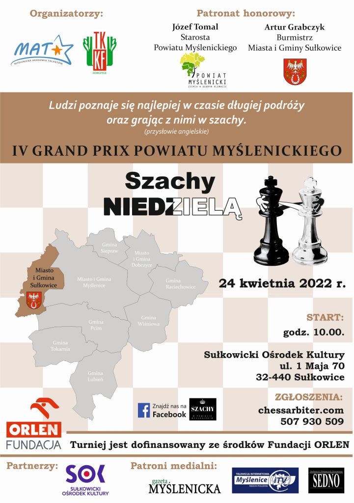 szachy niedzielą w gminie sułkowice plakat