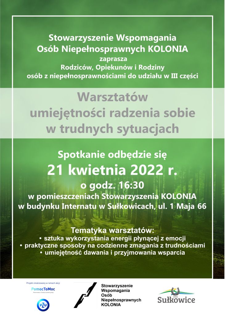 warsztaty motywacyjne z psychoterapeutą część III plakat