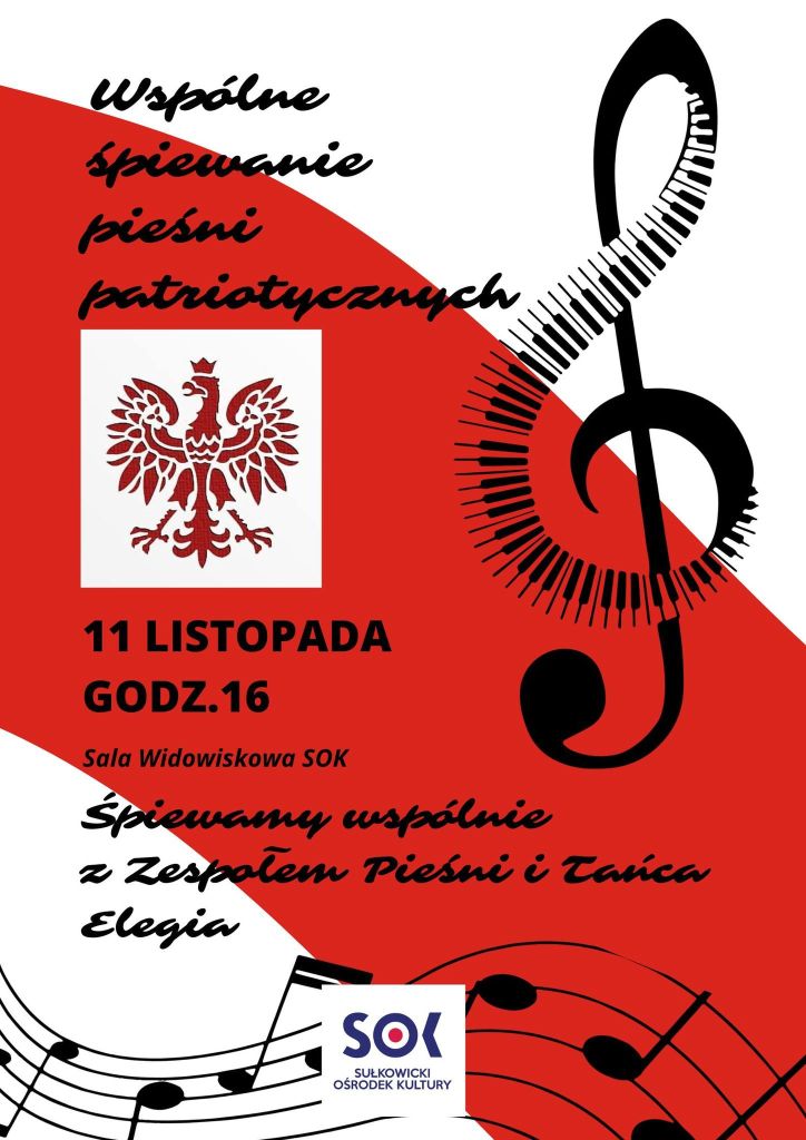 wspólne śiewanie pieśni patriotycznych plakat