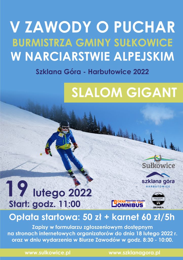 v zawody o puchar burmistrza w narciarstwie alpejskim plakat