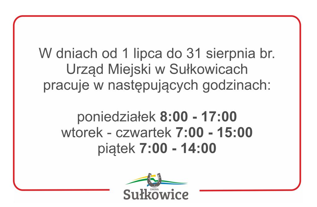 zmiana godzin pracy urzędu w okresie wakacyjnym