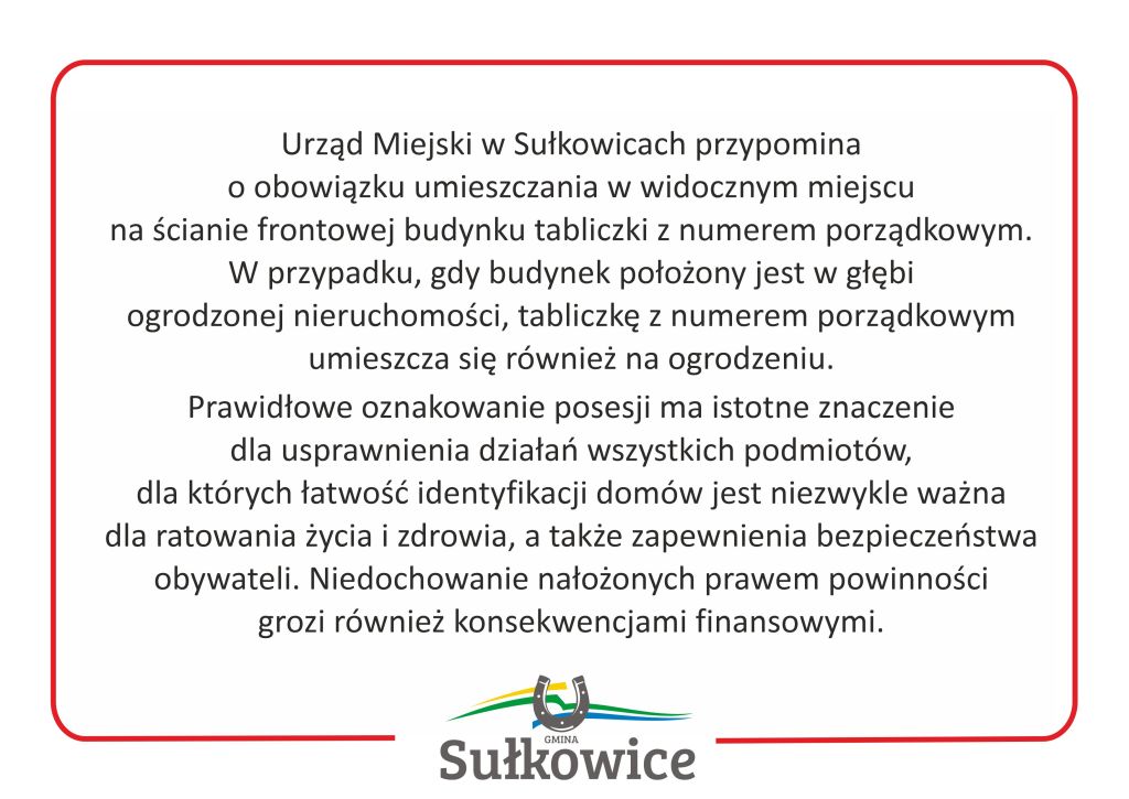 obowiązek umieszczania numeryu porządkowego na budynku