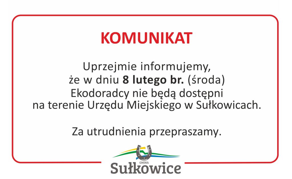 komunikat o niedostępności ekodoradców w dniu 8 lutego