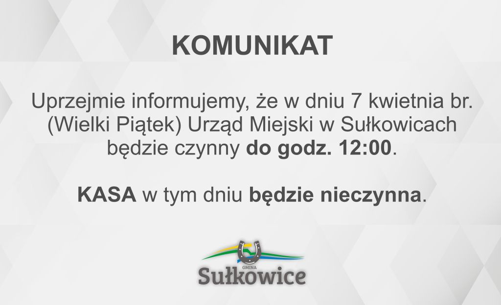 praca urzędu w Wielki Piątek
