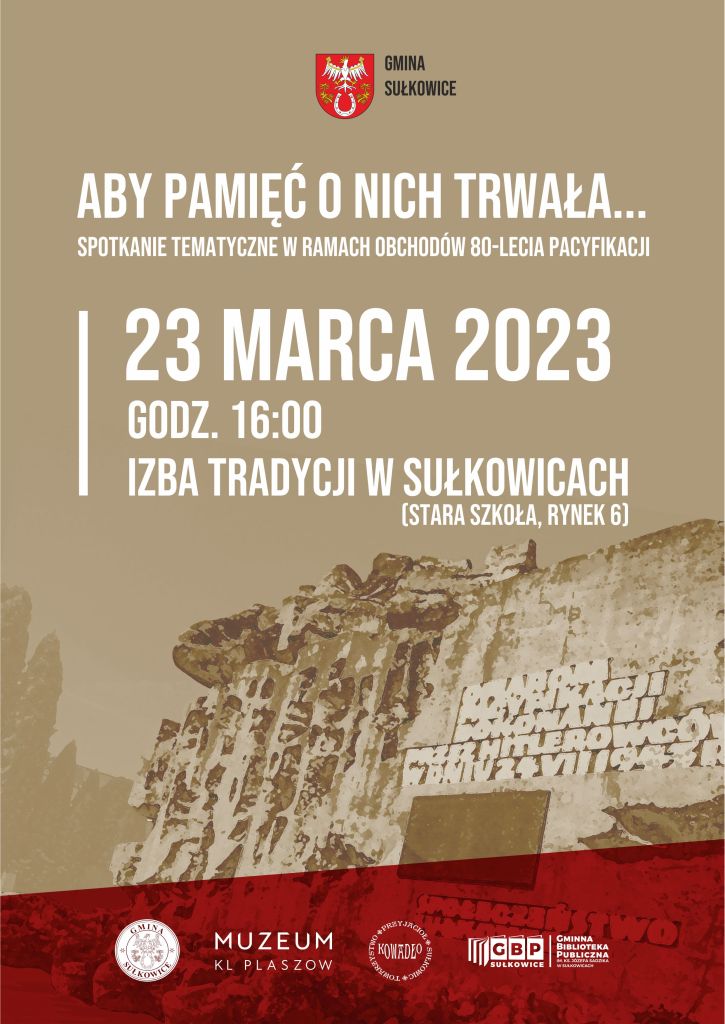 Aby pamięć o nich trwała plakat dotyczący spotkania