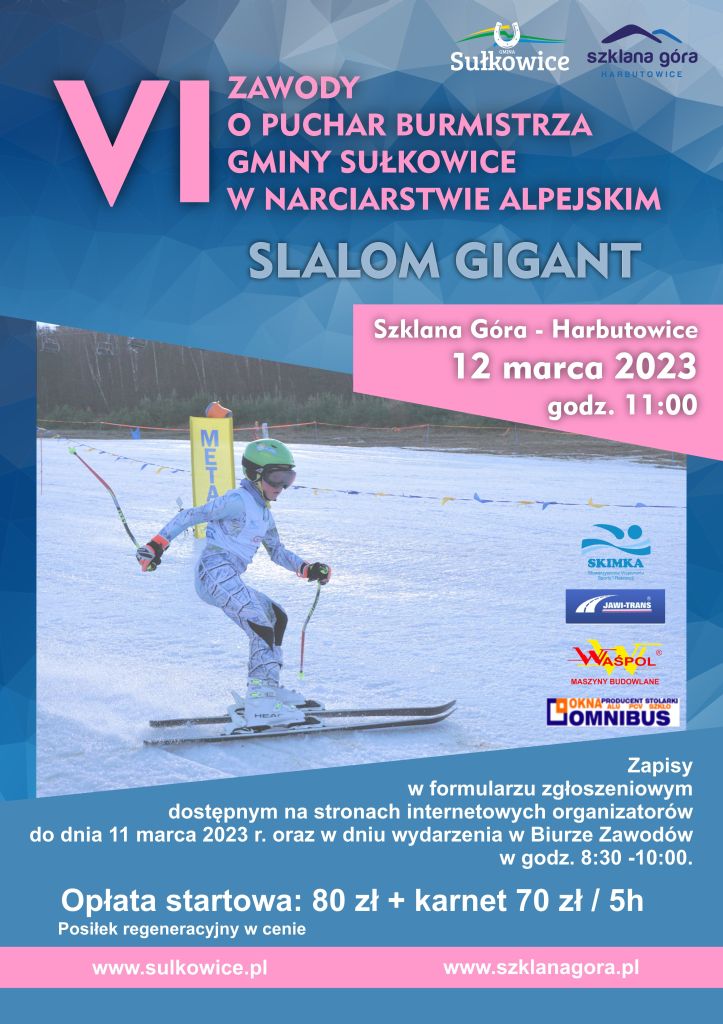 VI zawody o puchar burmistrza gminy sułkowice w narciarstwie alpejskim plakat